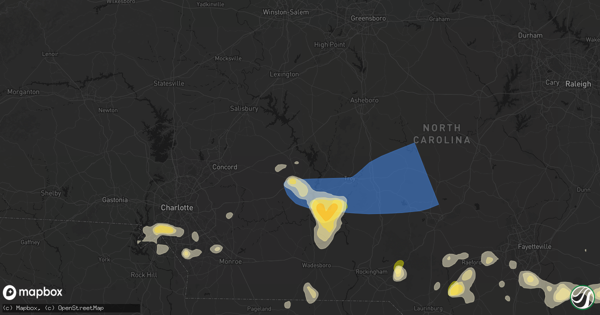Hail map in New London, NC on August 21, 2026