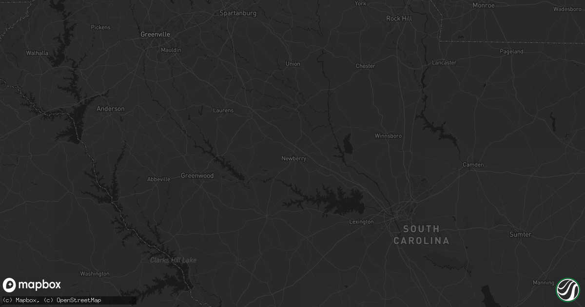 Hail map in Newberry, SC on August 21, 2026
