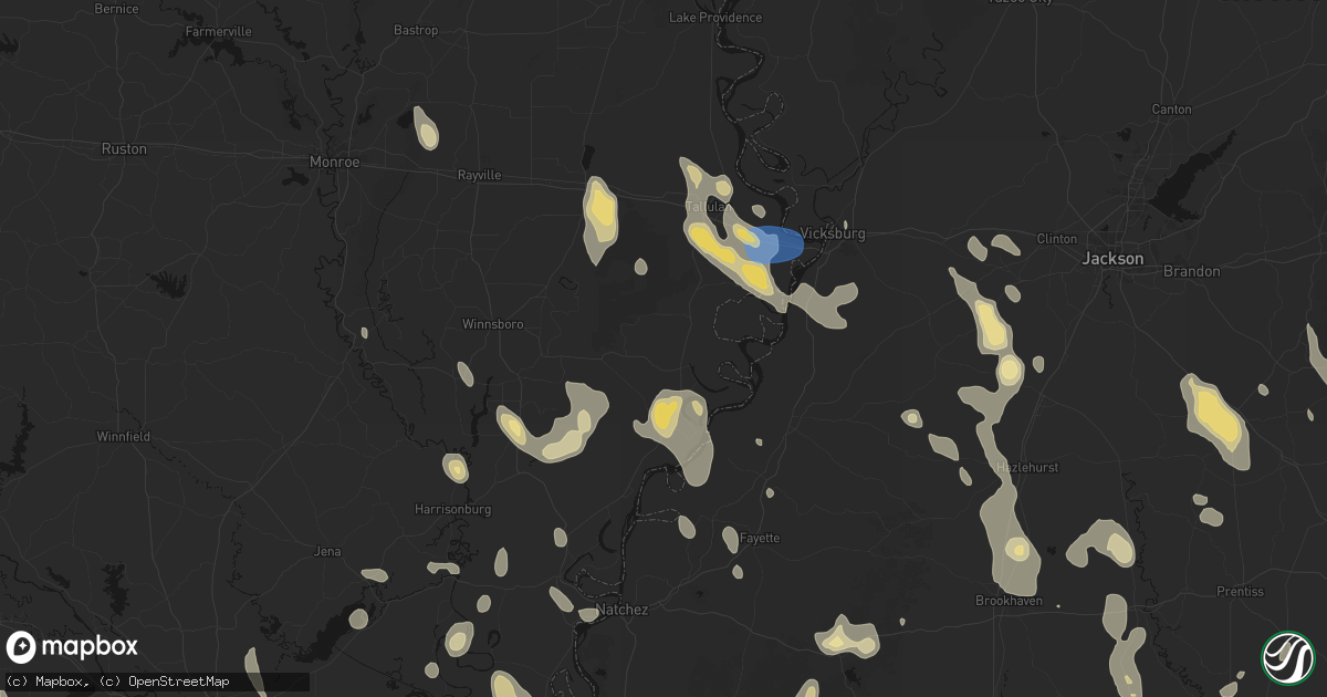 Hail map in Newellton, LA on August 21, 2026