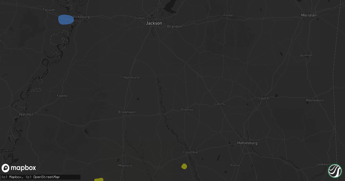 Hail map in Newhebron, MS on August 21, 2026