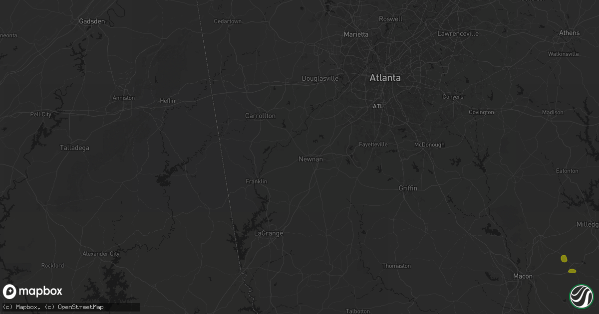 Hail map in Newnan, GA on August 21, 2026