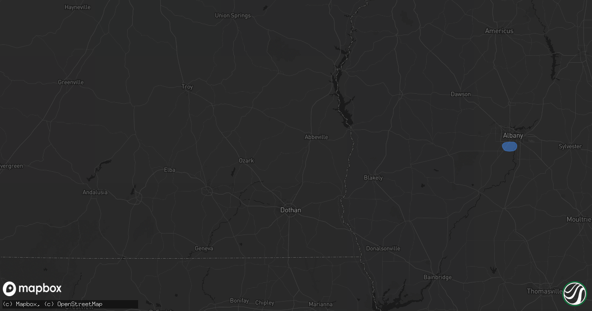 Hail map in Newville, AL on August 21, 2026