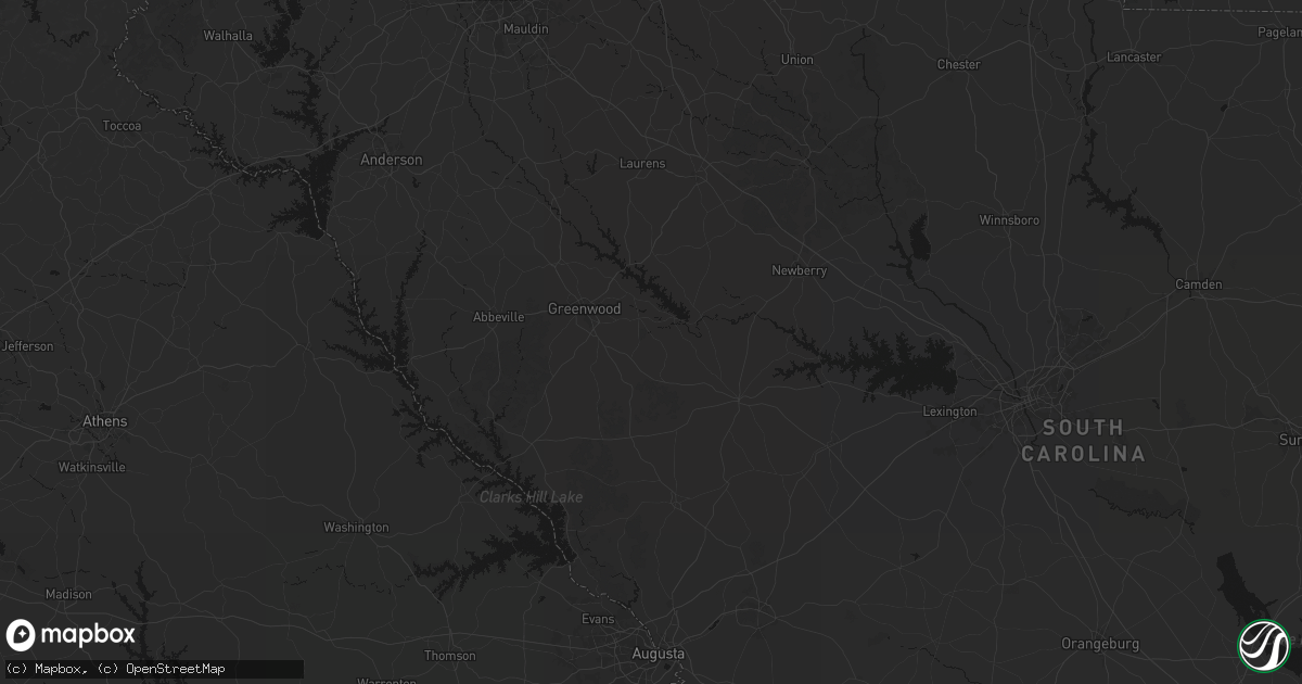 Hail map in Ninety Six, SC on August 21, 2026