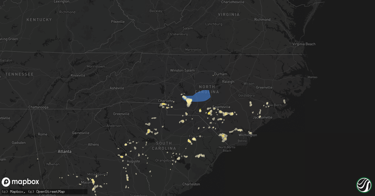 Hail map in North Carolina on August 21, 2026
