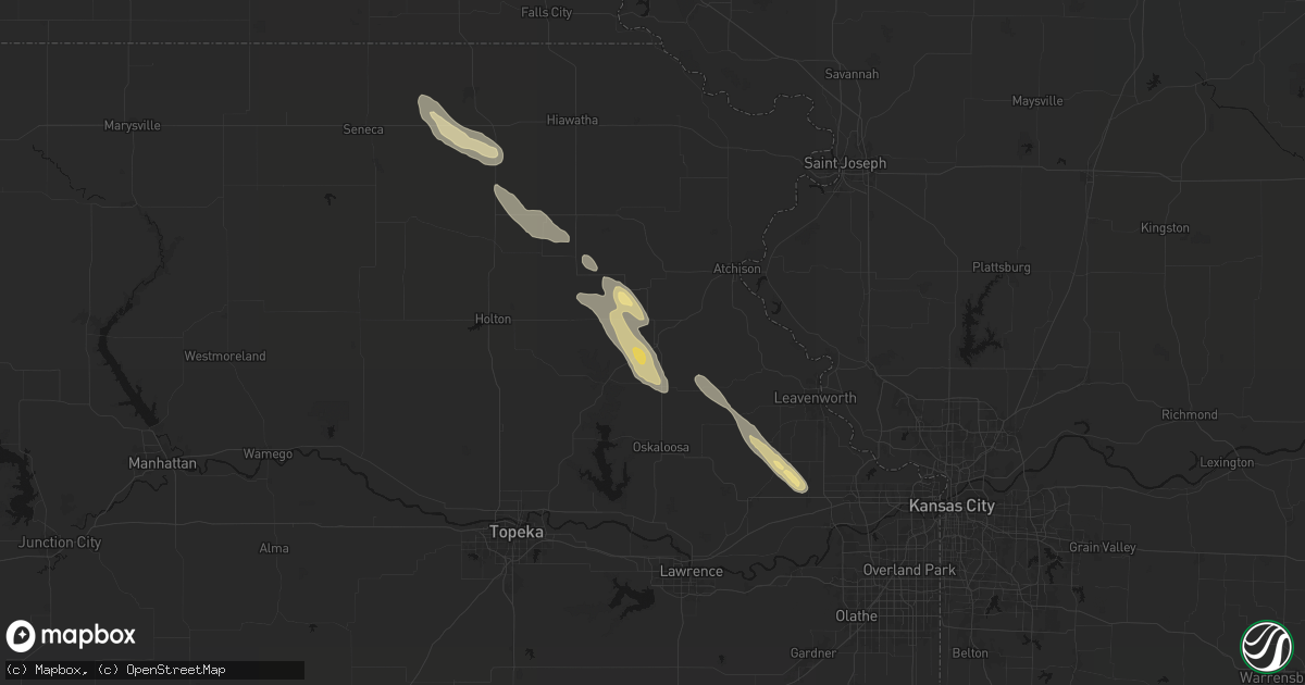 Hail map in Nortonville, KS on August 21, 2026