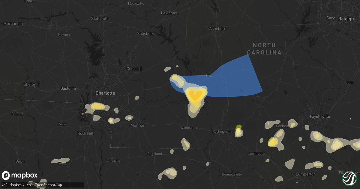 Hail map in Norwood, NC on August 21, 2026