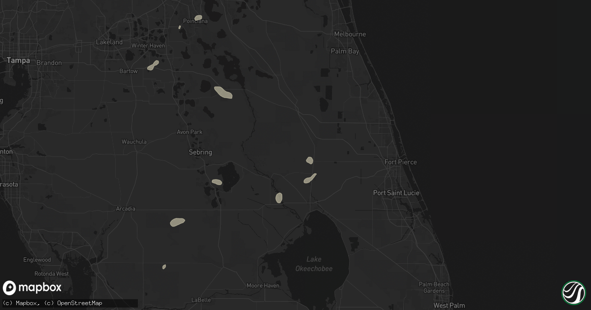 Hail map in Okeechobee, FL on August 21, 2026