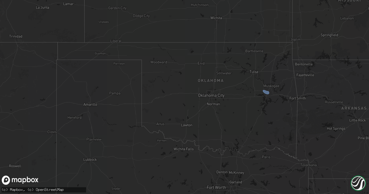 Hail map in Oklahoma on August 21, 2026