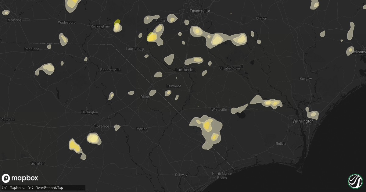 Hail map in Orrum, NC on August 21, 2026