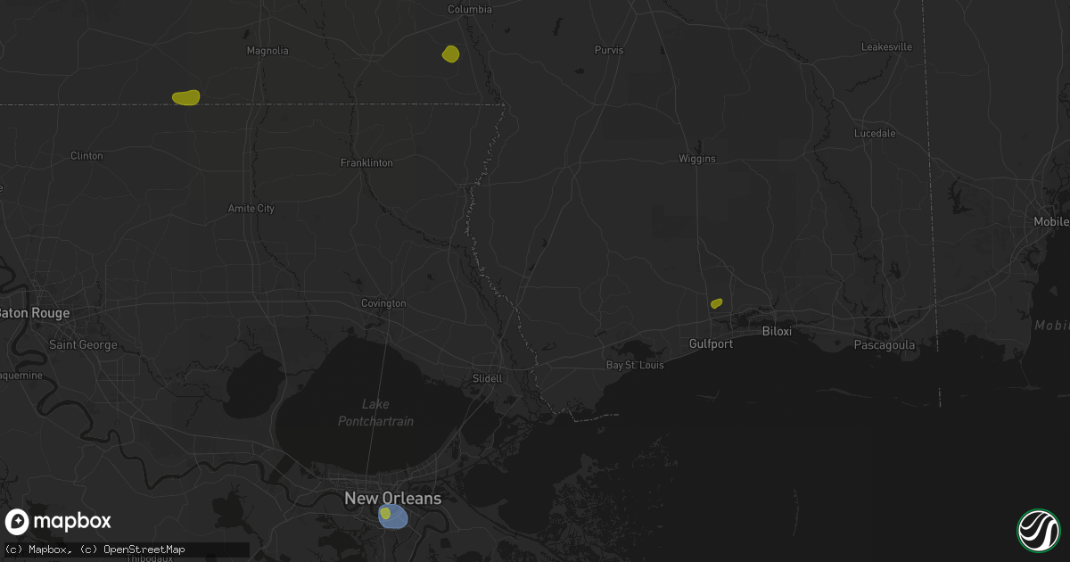 Hail map in Picayune, MS on August 21, 2026