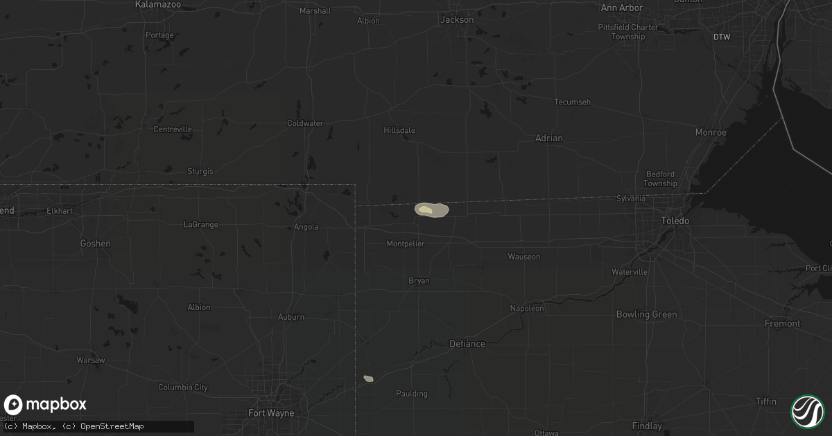 Hail map in Pioneer, OH on August 21, 2026