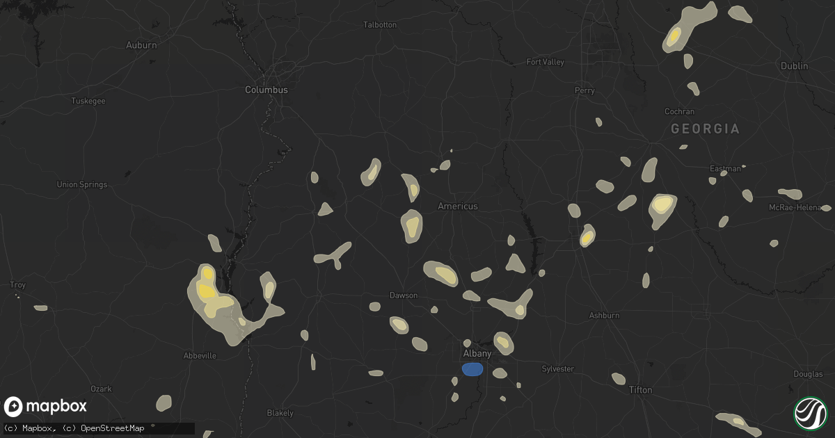 Hail map in Plains, GA on August 21, 2026