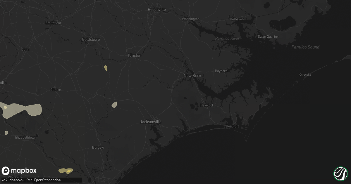 Hail map in Pollocksville, NC on August 21, 2026