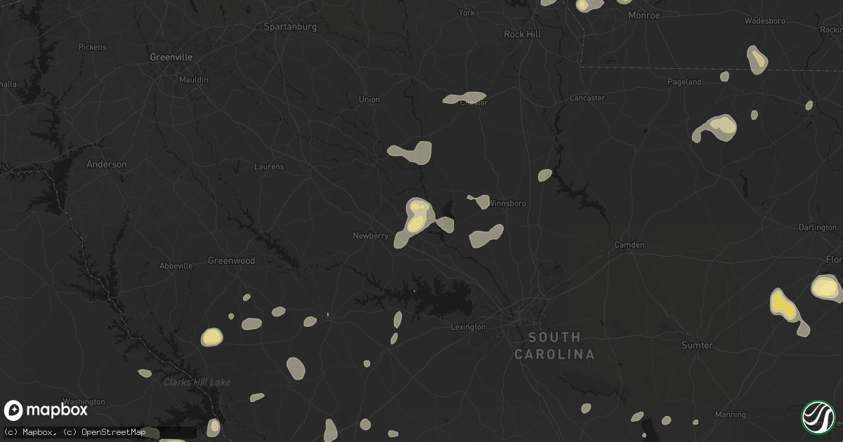 Hail map in Pomaria, SC on August 21, 2026