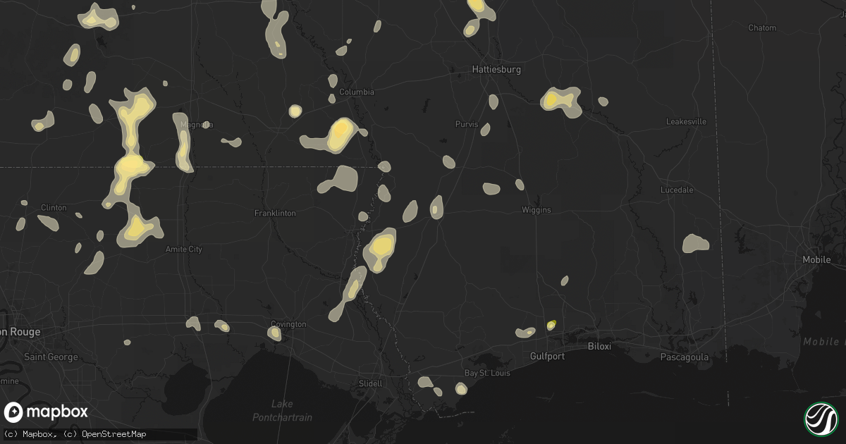 Hail map in Poplarville, MS on August 21, 2026