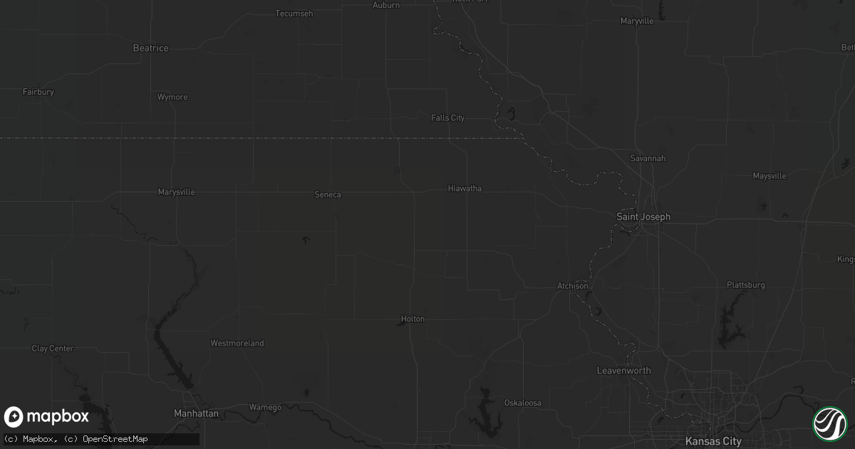 Hail map in Powhattan, KS on August 21, 2026