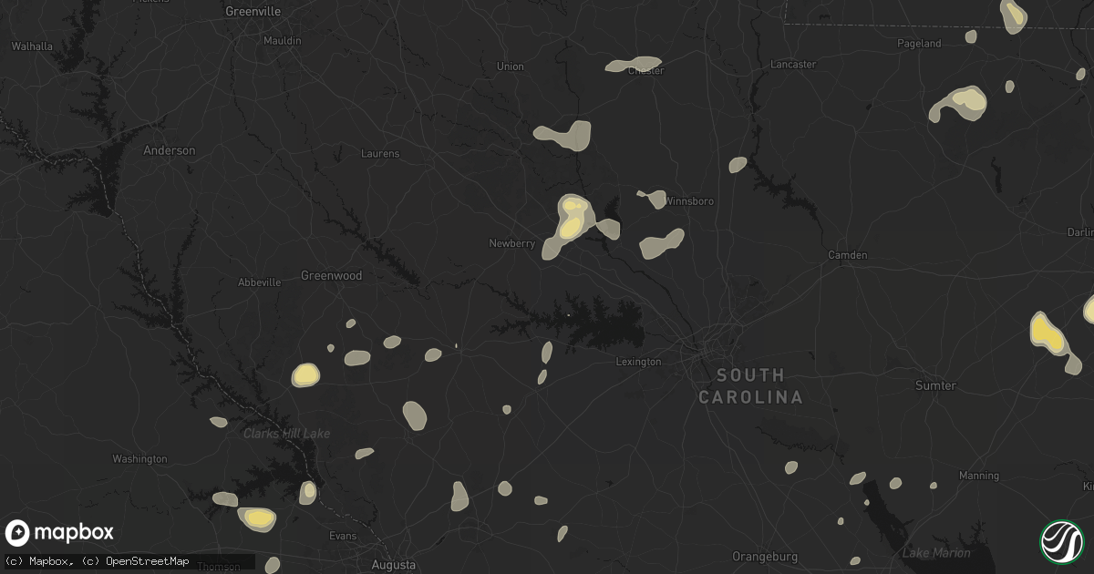 Hail map in Prosperity, SC on August 21, 2026
