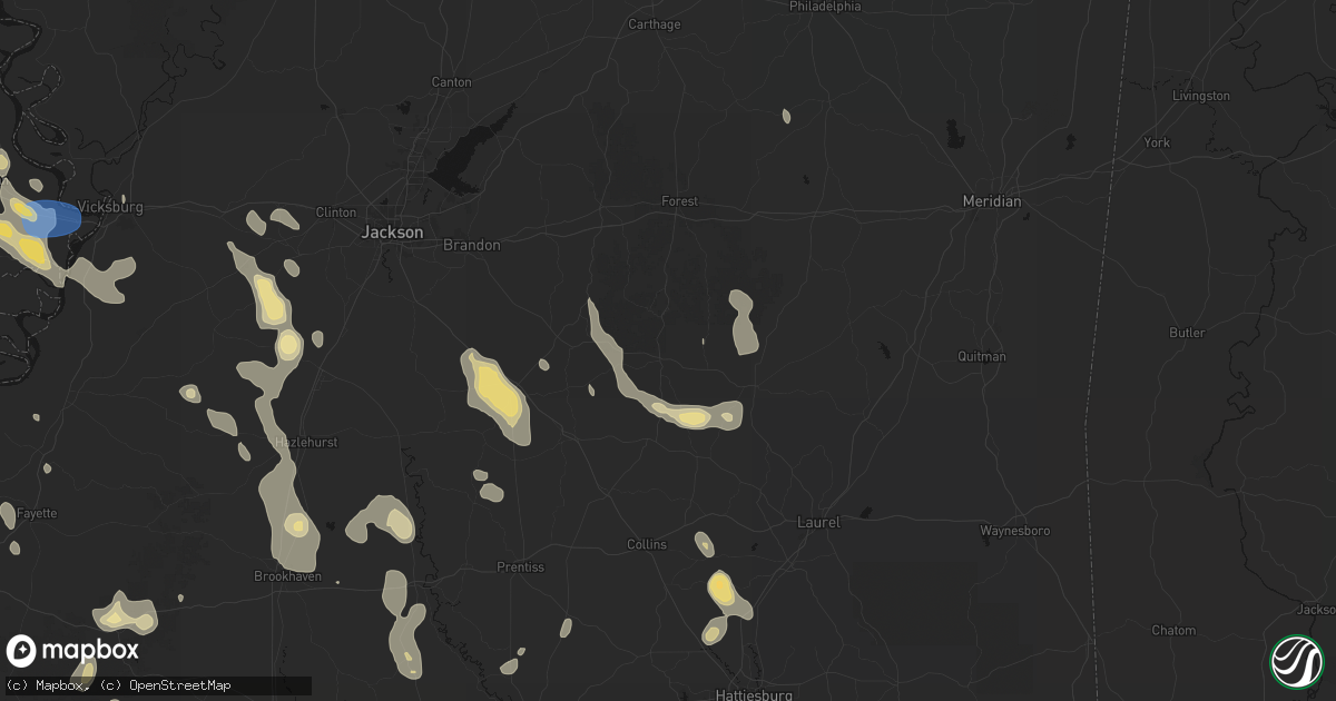 Hail map in Raleigh, MS on August 21, 2026