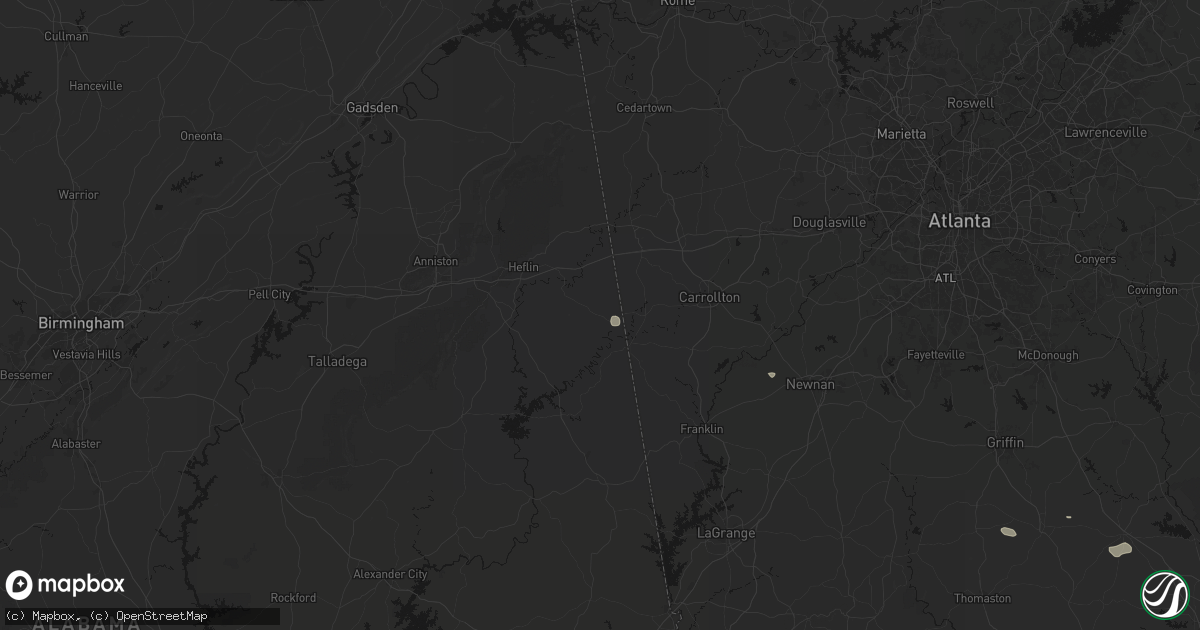 Hail map in Ranburne, AL on August 21, 2026