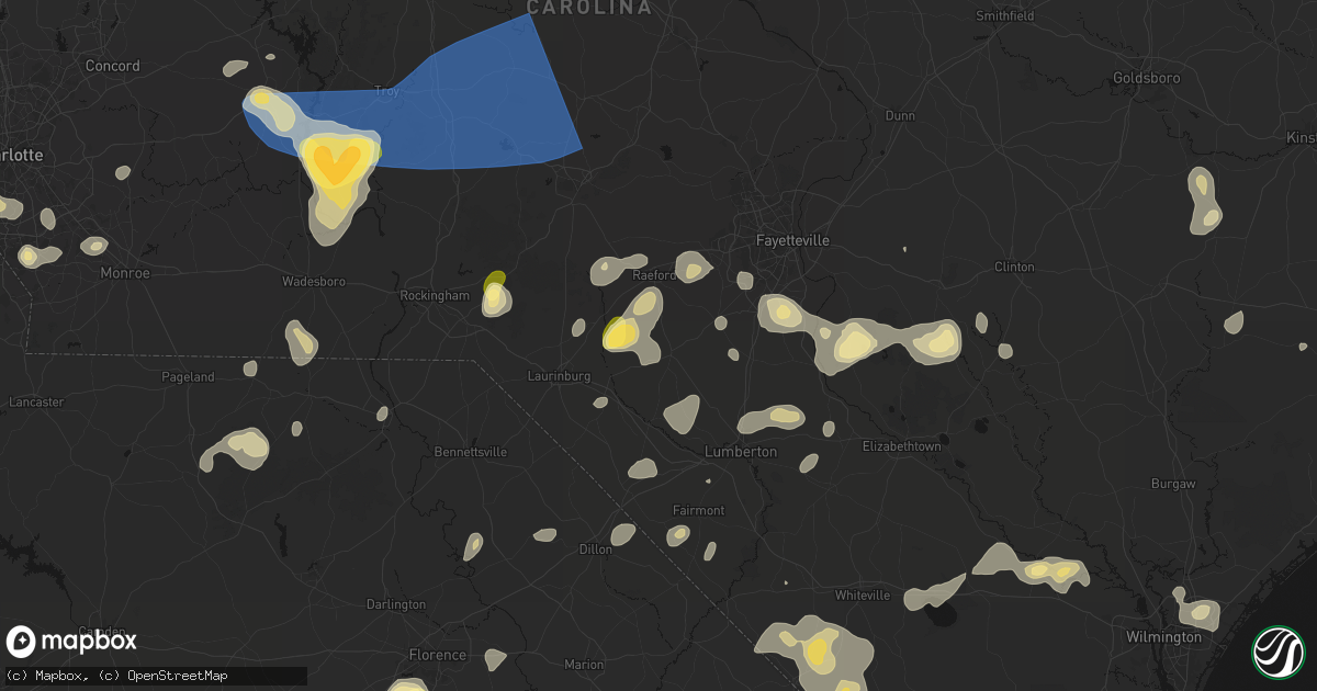 Hail map in Red Springs, NC on August 21, 2026