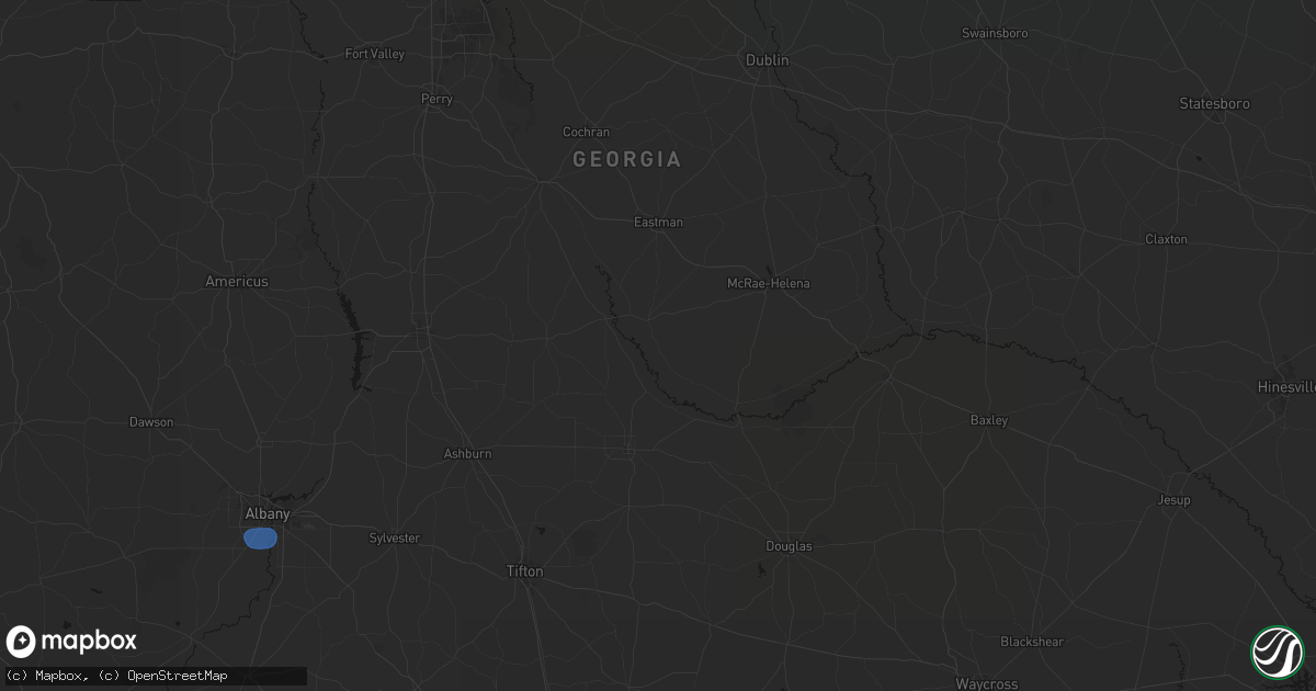Hail map in Rhine, GA on August 21, 2026