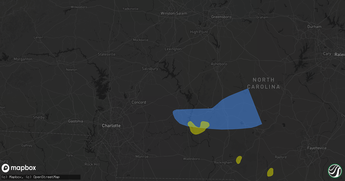 Hail map in Richfield, NC on August 21, 2026
