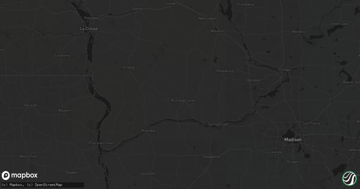 Hail map in Richland Center, WI on August 21, 2026