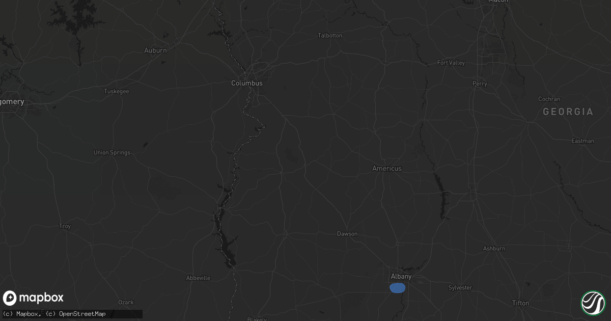 Hail map in Richland, GA on August 21, 2026