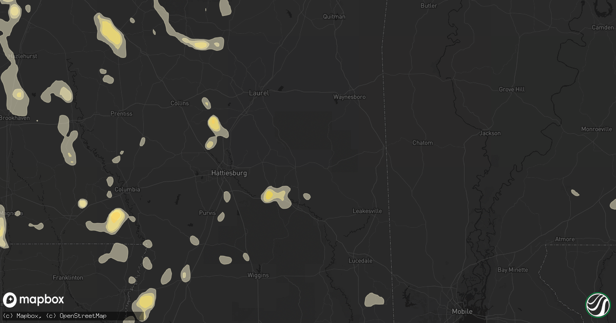 Hail map in Richton, MS on August 21, 2026