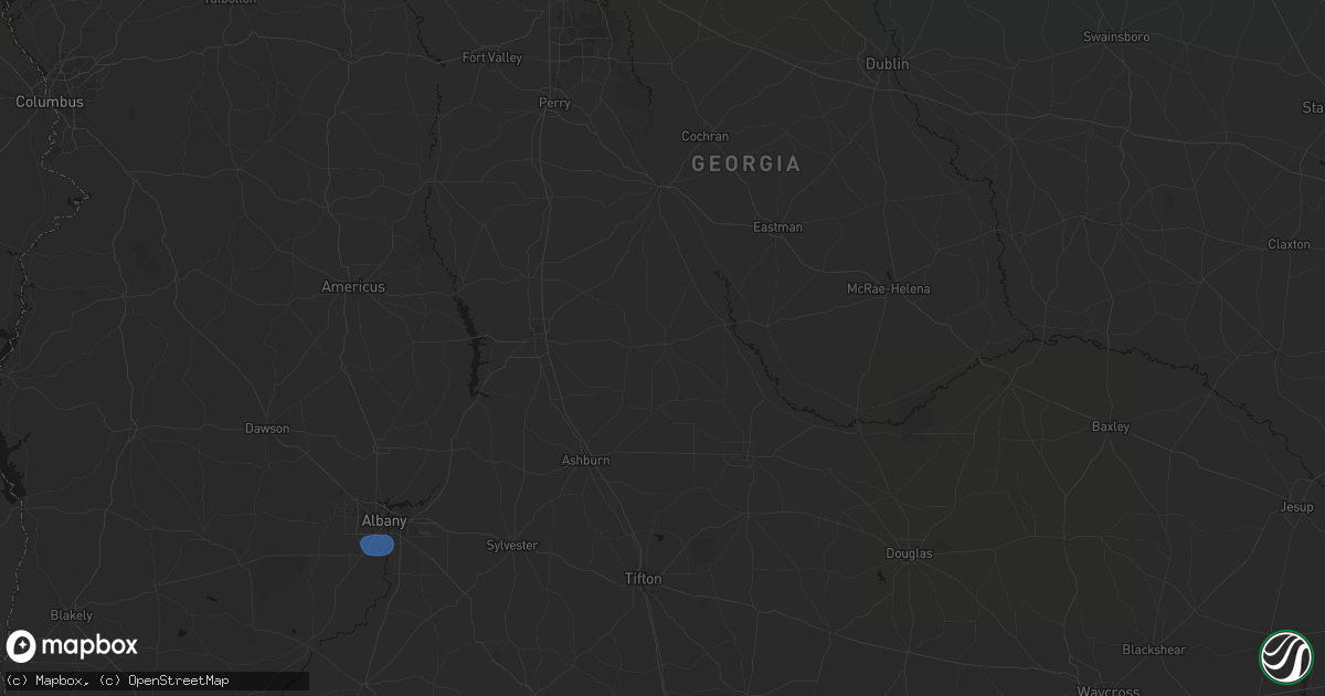 Hail map in Rochelle, GA on August 21, 2026