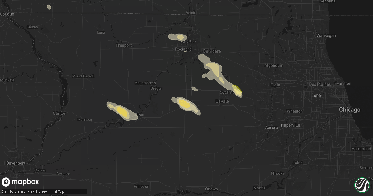 Hail map in Rochelle, IL on August 21, 2026