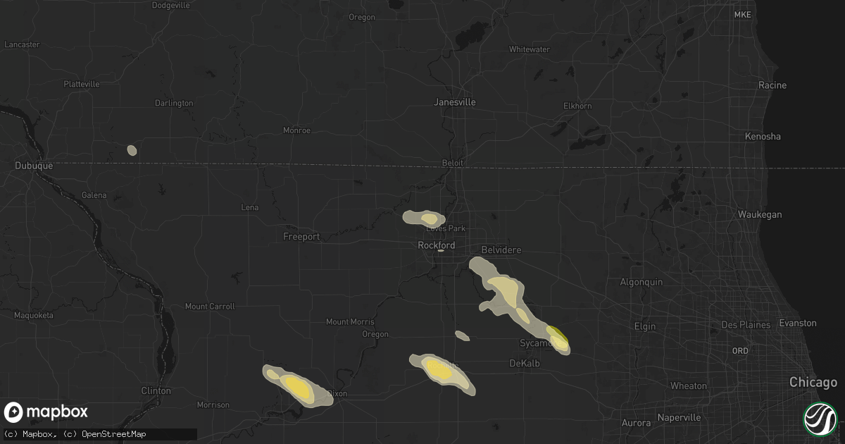 Hail map in Rockford, IL on August 21, 2026