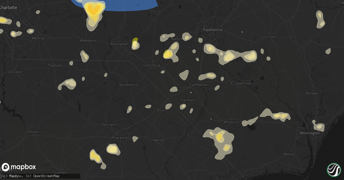 Hail map in Rowland, NC on August 21, 2026