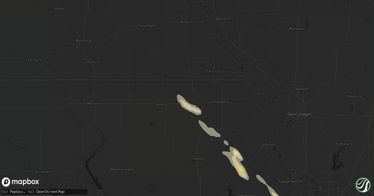Hail map in Sabetha, KS on August 21, 2026