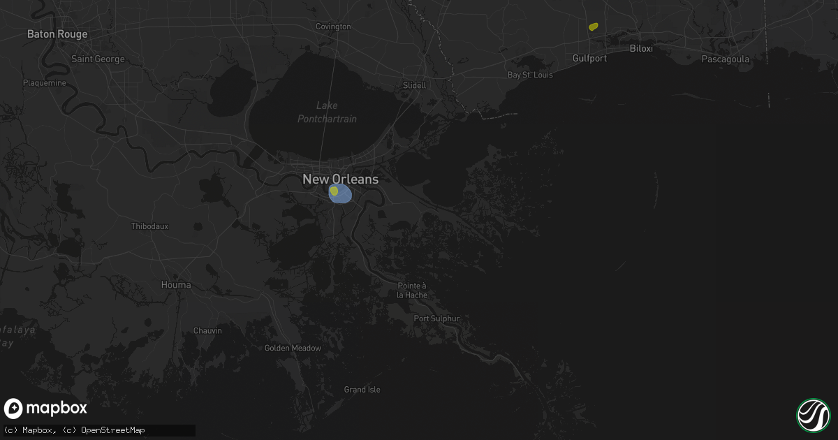 Hail map in Saint Bernard, LA on August 21, 2026