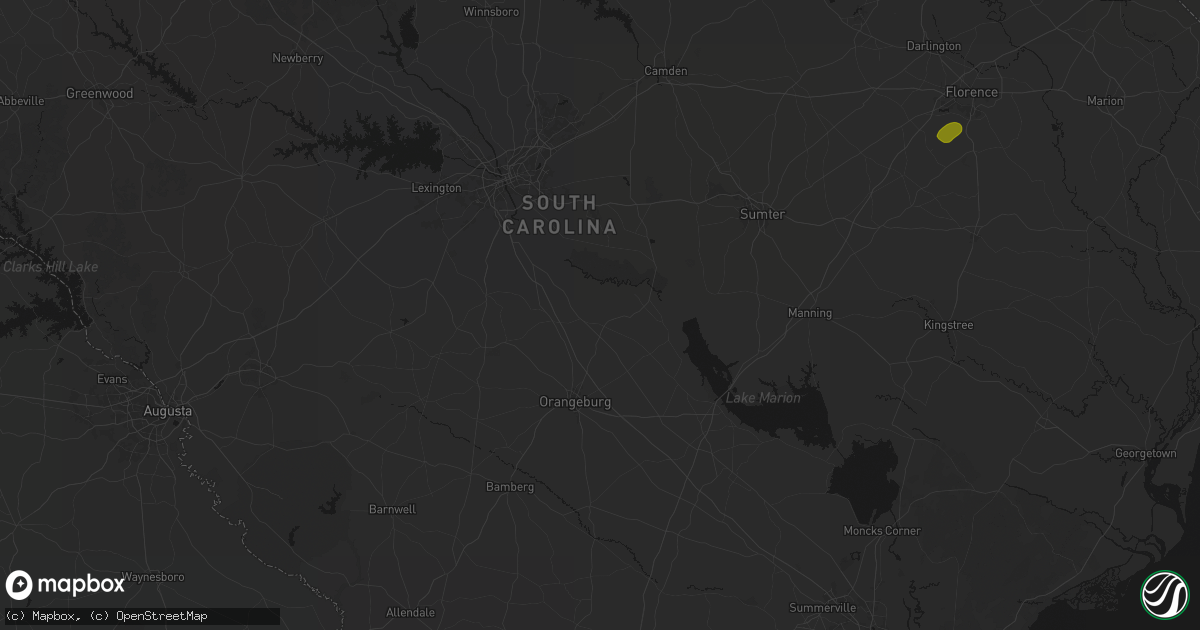Hail map in Saint Matthews, SC on August 21, 2026