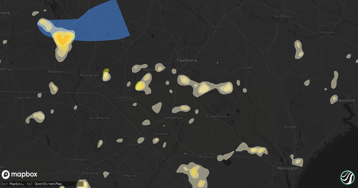 Hail map in Saint Pauls, NC on August 21, 2026