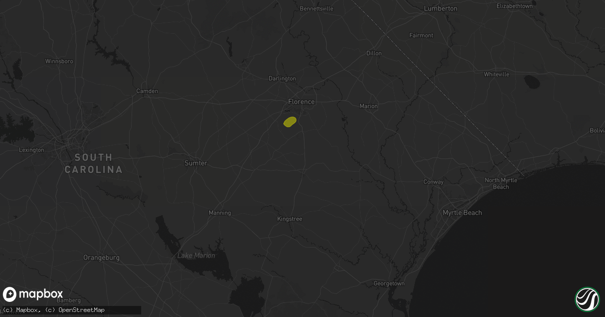Hail map in Scranton, SC on August 21, 2026