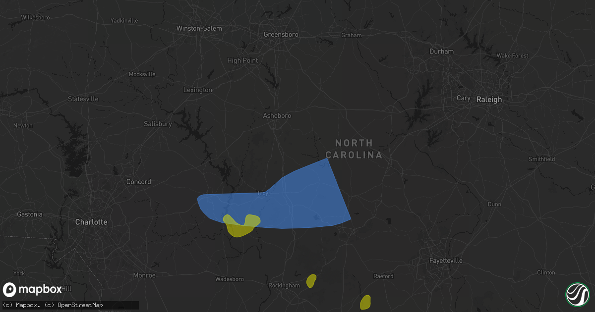 Hail map in Seagrove, NC on August 21, 2026