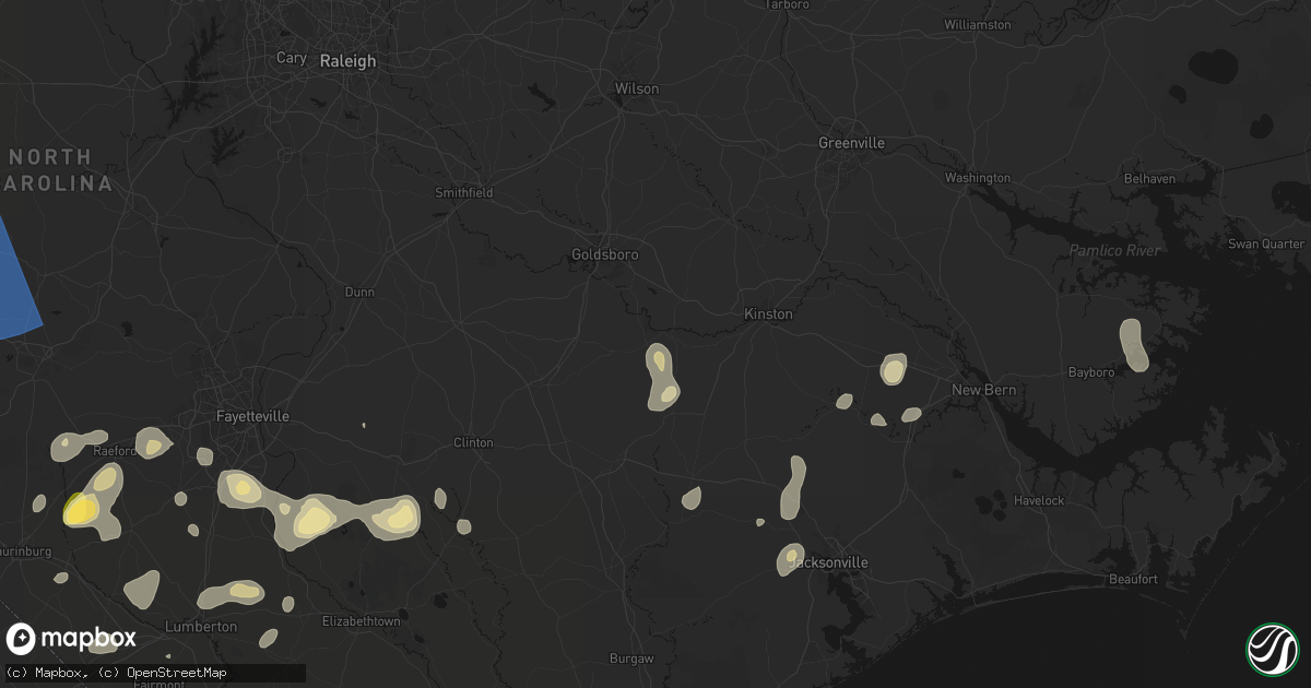 Hail map in Seven Springs, NC on August 21, 2026