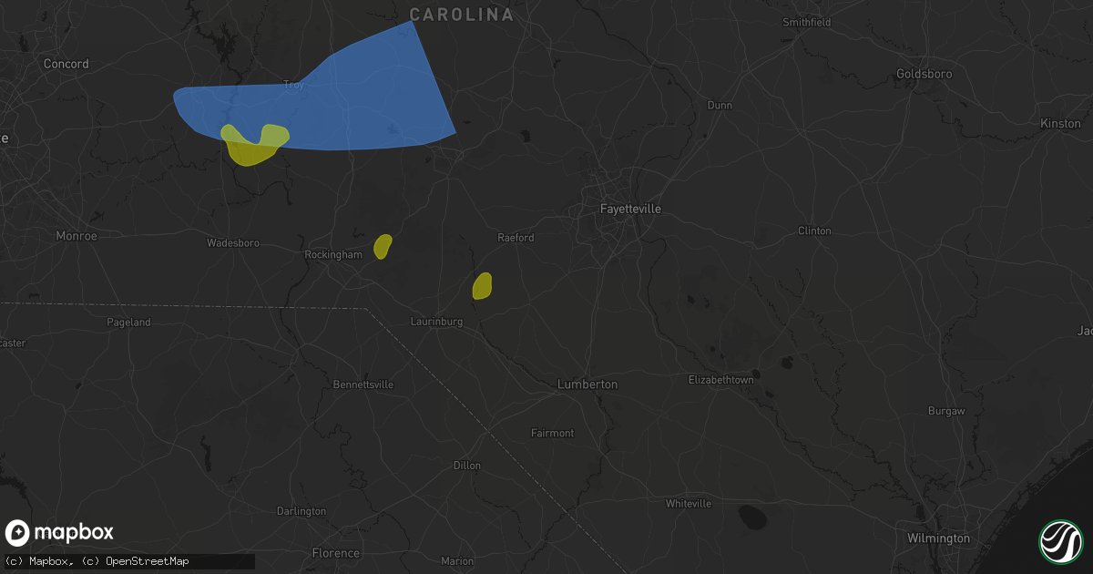 Hail map in Shannon, NC on August 21, 2026