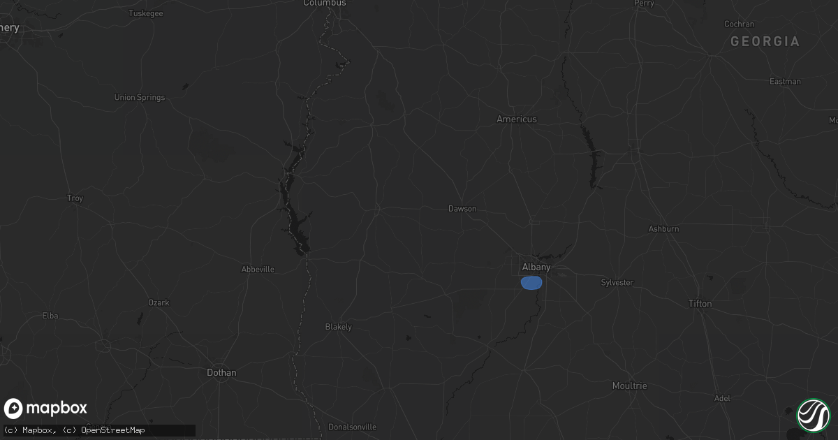 Hail map in Shellman, GA on August 21, 2026