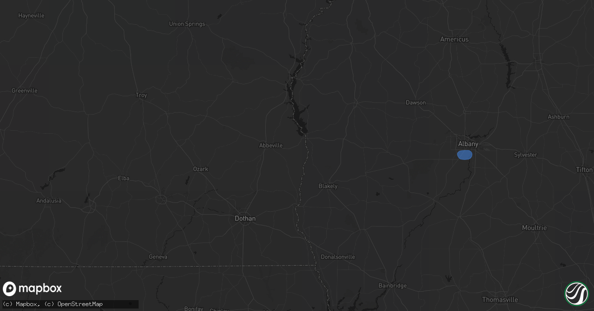 Hail map in Shorterville, AL on August 21, 2026