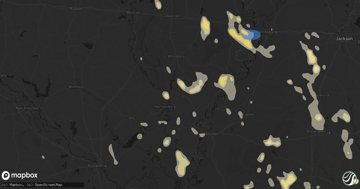 Hail map in Sicily Island, LA on August 21, 2026