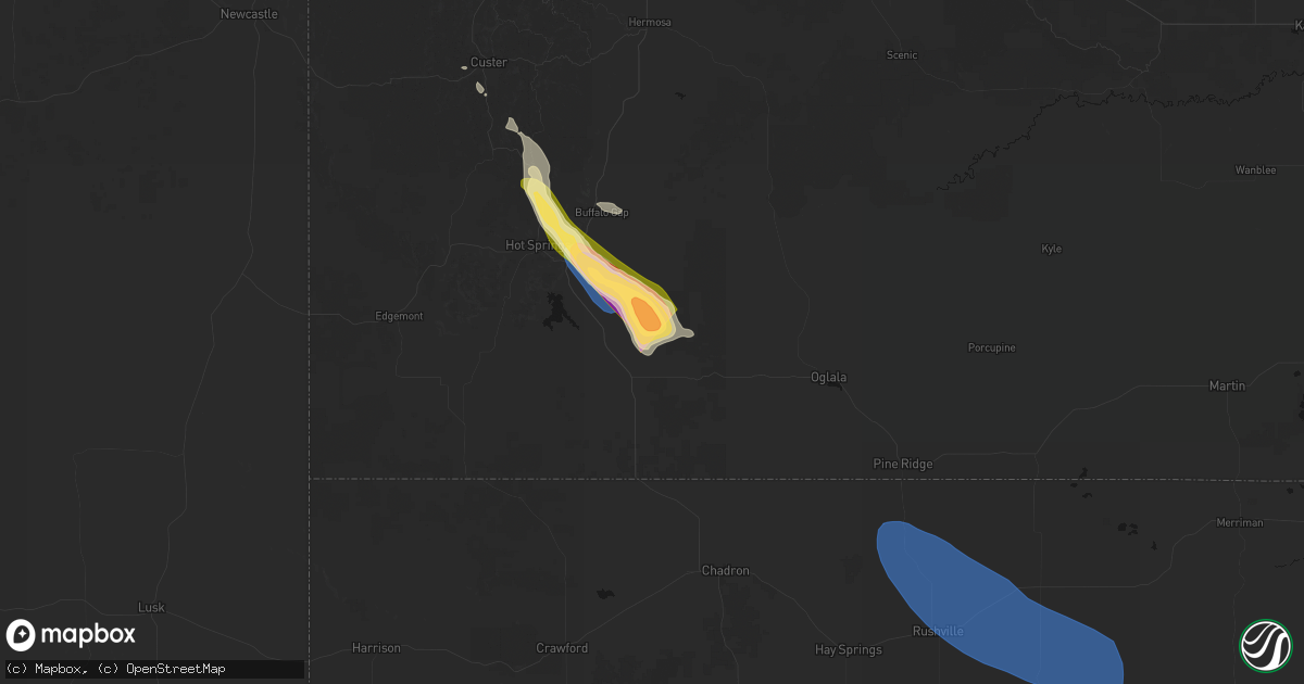 Hail map in Smithwick, SD on August 21, 2026