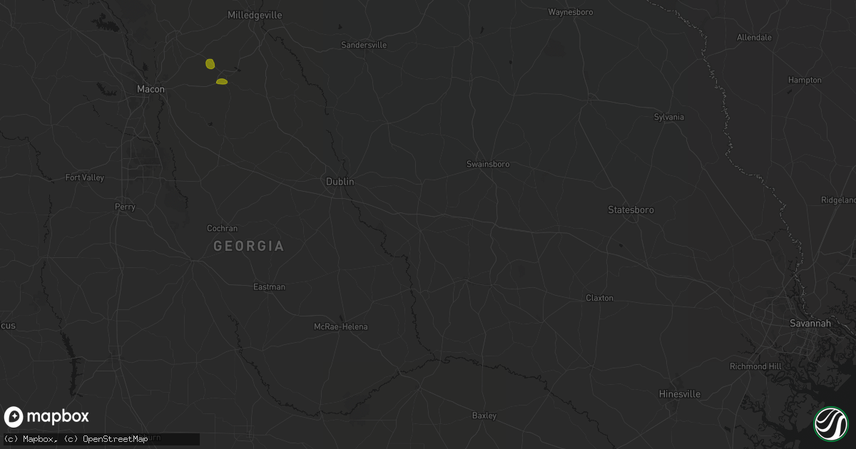 Hail map in Soperton, GA on August 21, 2026