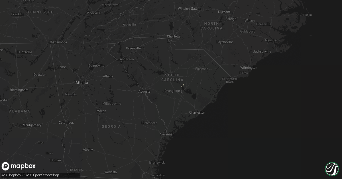 Hail map in South Carolina on August 21, 2026