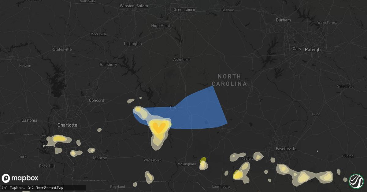 Hail map in Star, NC on August 21, 2026