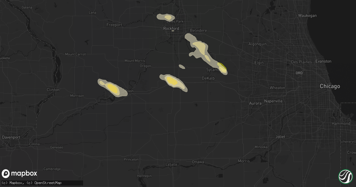 Hail map in Steward, IL on August 21, 2026