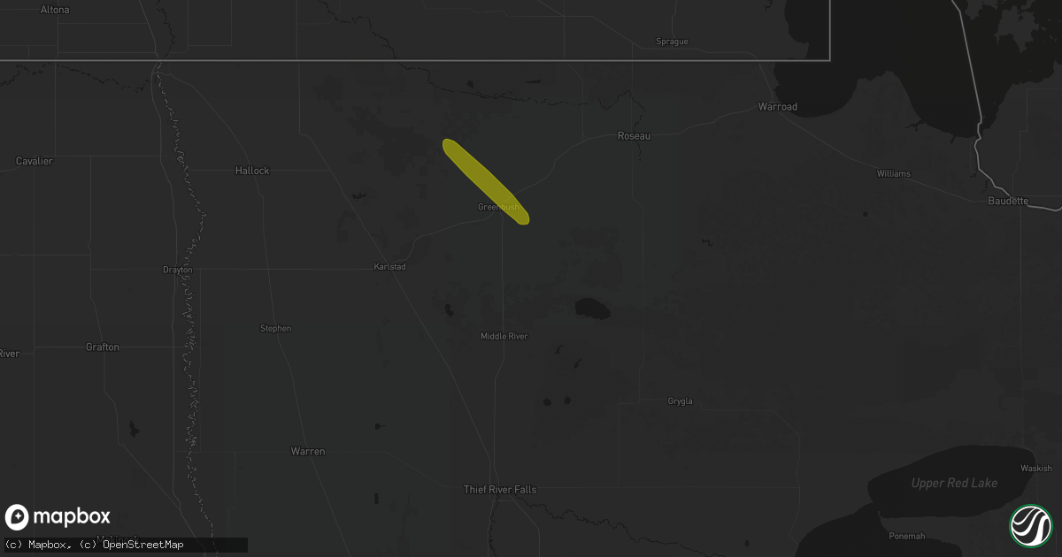Hail map in Strathcona, MN on August 21, 2026